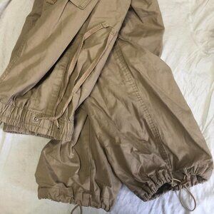 Tan and cream streetwear cargo pants